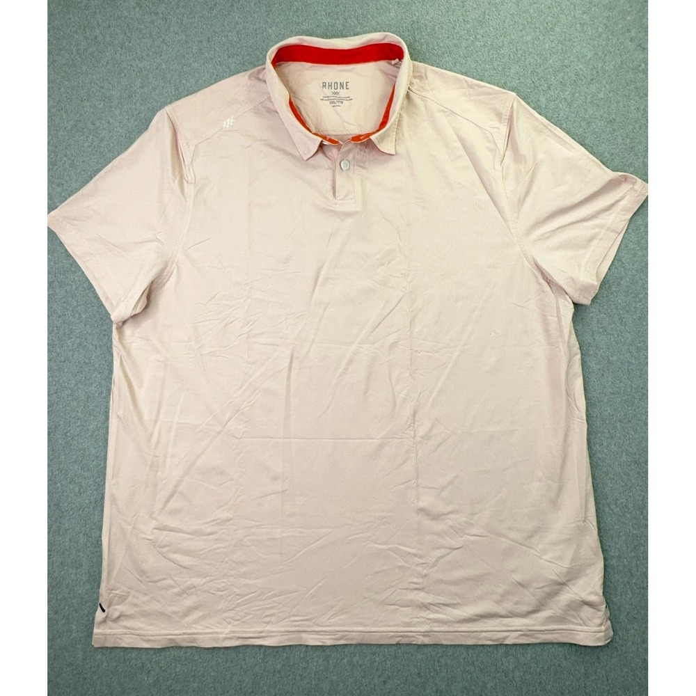 Rhone Delta Pique Polo Shirt Men's XXL Performance Golf Preppy Sports Light Pink